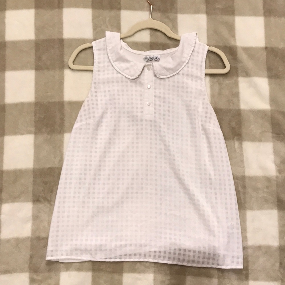 Elle Tank Blouse Check Print with Pleated Collar